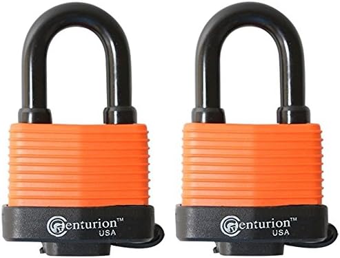 Centurion 2WPP50 Set of 2 Keyed Alike Laminated Waterproof Padlock, Wide Body -Weather Resistant Outdoor Padlock, 4 Keys Included (50mm Body)
