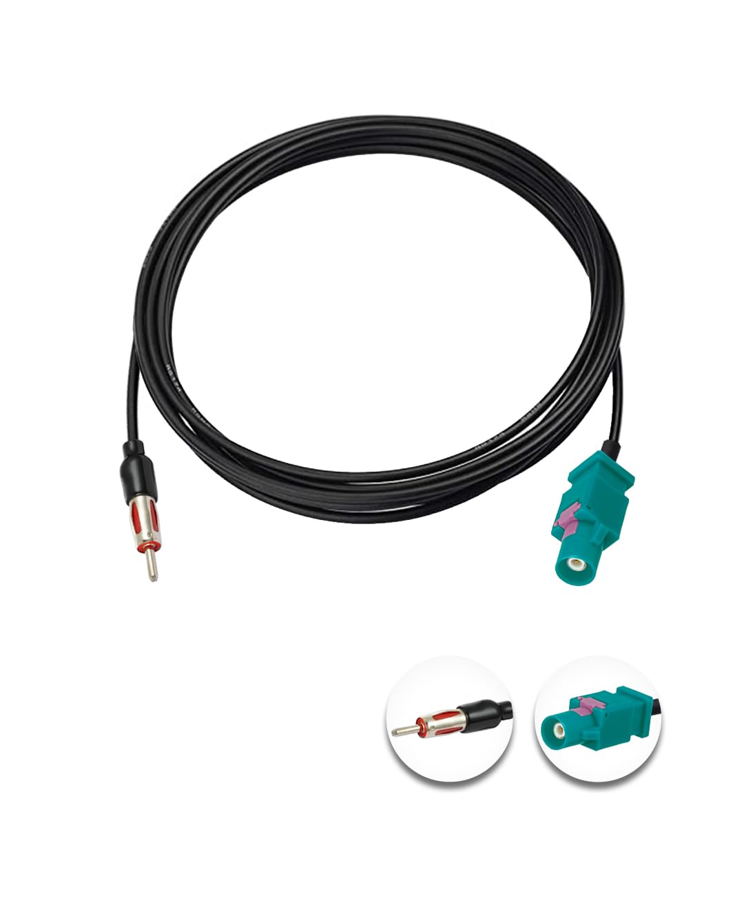 Vecys Fakra Z Male to DIN Male Adapter Cable 6.6FT/2M Fakra DIN Plug Pigtail Fakra Cable RG174 for FM/AM Radio Antenna