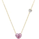 MINUTIAE Love Heart Shape With Pink & White Diam Pendant Necklace for Girls And Women with Extendable Chain