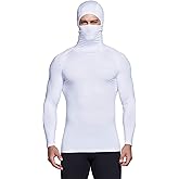 TSLA Men's Thermal Compression Shirts Hoodie with Mask, Long Sleeve Winter Sports Base Layer Top, Active Running Shirt