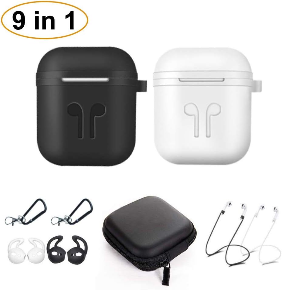 Five Star Online Protective Cover Compatible with Air Pods Case 11 in 1 Earpods Accessories Kits for EarPods Charging case with Ear Hook Grips/Keychains/Box/Straps