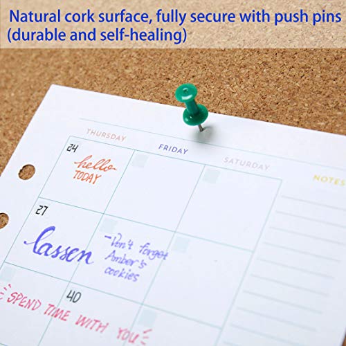 INNOVART Bulletin Board, Cork Board, 48 x 36 Inches, Oak Wood Finish Frame Corkboard with Push Pins