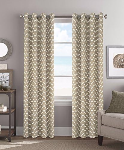 Colordrift Tribal 54 x 84 Inches Curtain with Grommet Finish - Chevron Taupe