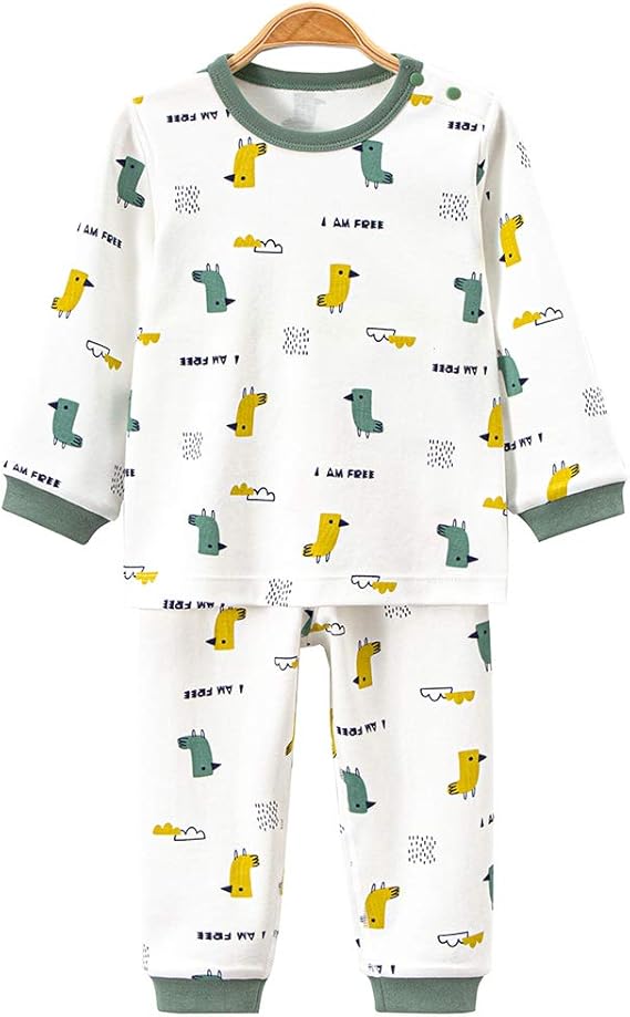 Amazon Co Jp 赤ちゃんセット春と秋の下着全綿新生児服純綿子供服秋のズボン可愛い超萌えパジャマ 緑 9 12个月 服 ファッション小物