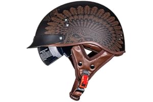 VCOROS Open Face Motorcycle Helmet Sun Visor Quick Released Buckle DOT Approved Half Face Cruiser Helmets for Men Women (Indian, XL)