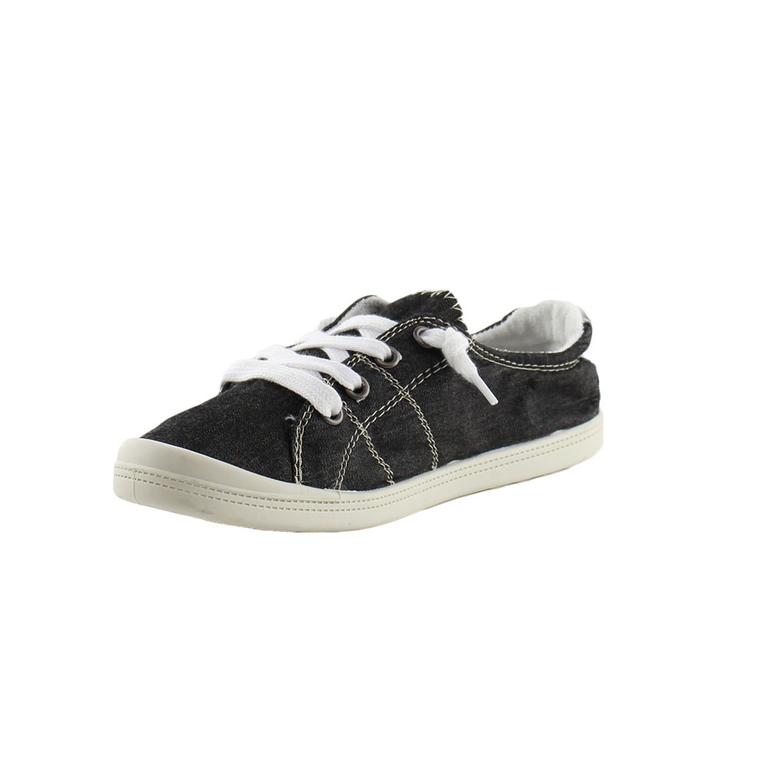Forever FQ76 Women's Lace Up White Sole Casual Street Sneakers, Color:Black, Size:7 - Image 4