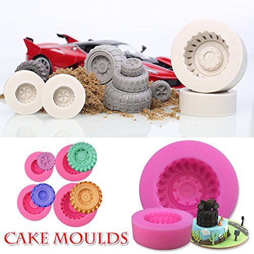 Kicode Cute Silicone Motorcycle Tires Shaped Cupcake Fondant Cake Mould Bakeware Decor Cake Molds Tools - Thumbnail 3