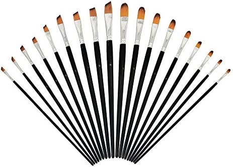 Filbert Brushes and Angled Paint Brushes Set - 18 PCS - Nylon Bristles with Plane Wooden Long Handle, Professional Artist Painting Supplies, Suitable for Watercolor, Oil, Acrylic and Gouache Painting