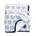 Lambs & Ivy Indigo Elephant Minky/Sherpa Blanket, Blue/White