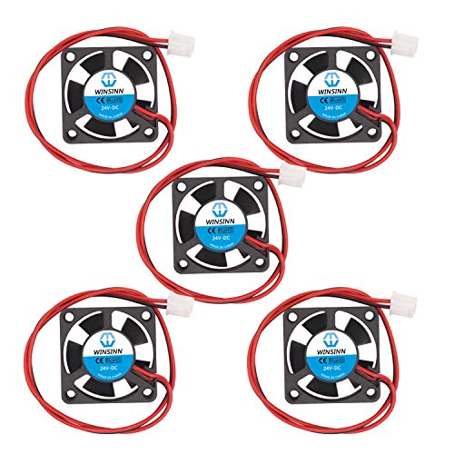 WINSINN 30mm Fan 24V DC Brushless Quiet Cooling 3010 30x10mm For 3D Printer Extruder Hotend V6 V5 CPU Arduino - 2Pin 0.07A 2.4W 9000+-10%RPM (Pack of 5Pcs)