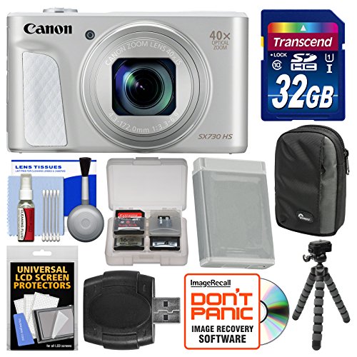 Canon PowerShot SX730 HS Wi-Fi Digital Camera (Silver) with 32GB Card + Case + Battery + Tripod + Kit