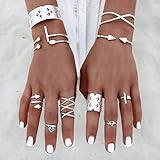 Malloom 6pcs/Set Women Punk Retro Silver Plated Nail Ring Above Knuckle Rings Set