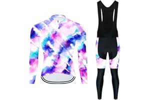 MOXILYN Men Cycling Jerseys Set Cycling Gear Kits Bike Clothing Set Long Sleeves Shirts and Cycling Pants with 19D Padded