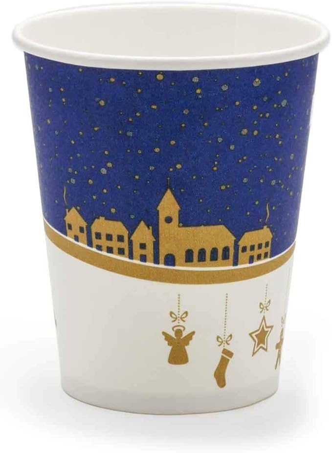 75x Mulled Wine Cups, Paper Cups (sustainably Produced) Winter Motif