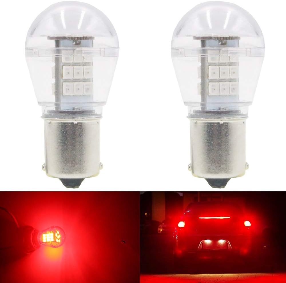 Alopee 2-Pack 1156 BA15S LED Brake Light Bulb 12-24V DC 2835 33SMD Tail Brake Light For 11411003 7506 1073 (Red)