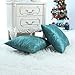 CaliTime Pack of 2 Cushion Covers Throw Pillow Cases Shells for Home Sofa Couch Modern Waves Lines Embroidered 18 X 18 Inches Teal