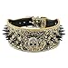 Berry Pet 3 Inch Width Bronze Sharp Spiked Studded Leather Dog Collar for Training,Sports,Walking,Travel,Dog Show,Heavy Duty,Medium Dogs,Pitbull,Labrador,Boxer,Neck for 19-22