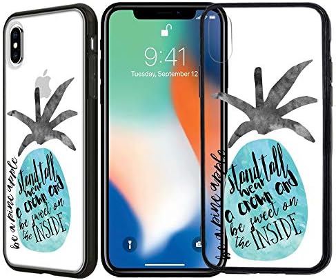[Inkmodo] Clear TPU Case for iPhone X/iPhone Xs - Stand Tall Wear A Crown Pineapple Quote Cool Summer Hipster Printed Unique Design Pattern Cover