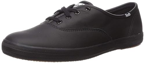 Keds Women's Champion Black/Black Leather Shoes Wide Width Women's