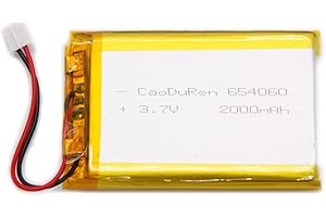 CaoDuRen MSDS Verified Part Number: 654060, Rechargeable 3.7V 2000mAh Li Lipo Lithium Polymer Ion Battery Pack with 2 Pin 2.0mm JST Connector