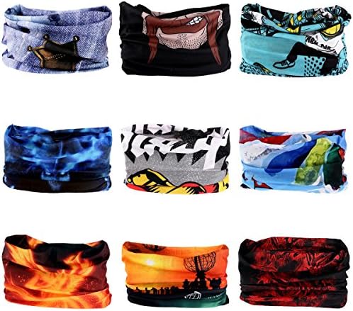 Mejor Conocido 9PCS Multifunctional Stretch Headwear Headband Headwrap Mask Neckwarmer Bandana for Sports Cycling Casual
