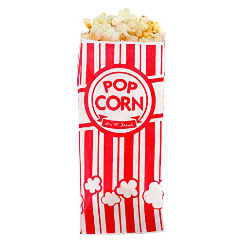 Carnival King Paper Popcorn Bags 1 Ounce Pack of 110 Red and White