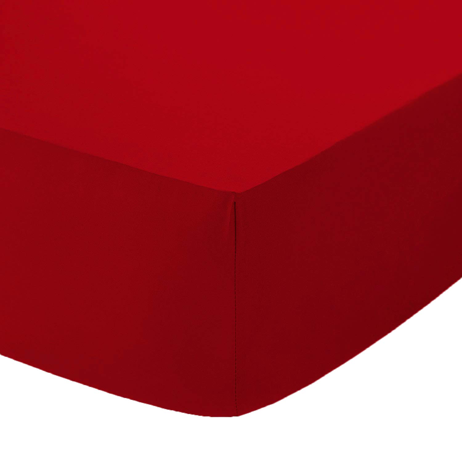 AmigoZone Plain Pollycotton Small Double Fitted Sheet 4FT Fitted Sheet (4Ft Fitted Sheet, Red) โ image 1