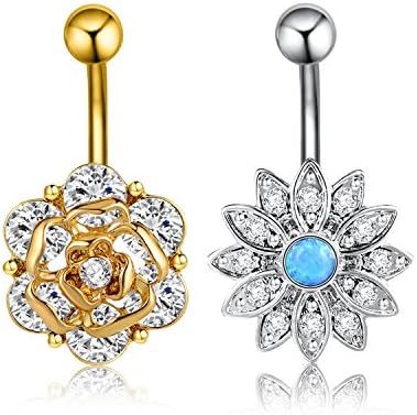 14G Belly Button Rings 316L Surgical Stainless Steel Navel Rings Body Piercing Belly rings for Women Girls LZMIN