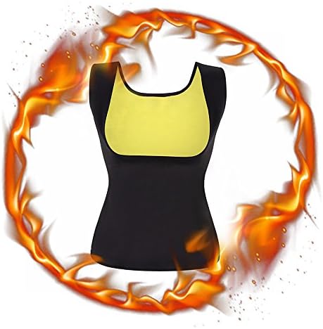 Hot Sweat Slimming Vest Body Shaper for Women, Sauna Vest Belly Fat Burner Neoprene Waist Trainer Tank Top Weight Loss Shapewear No Zipper Black by Bolkopess
