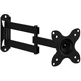 Mount-It! Small TV Monitor Wall Mount Arm, 19-32", 40 lbs, RV Compatible | VESA 75x75 &amp; 100x100, swivel 180&deg;, tilt +15&deg;/-15&deg;, extends 1.75-15in, single-stud or masonry install, corner-ready