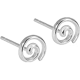 Sterling Silver Circle 7mm Circular Spiral Swirl Round Dot Stud Earrings