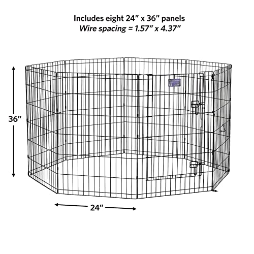 MidWest Homes for Pets Foldable Metal Dog Exercise Pen / Pet Playpen. Black w/ door, 24'W x 36'H