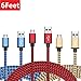 Micro USB Cable 3-Pack 6ft / 1.8m, BeneStellar Premium Nylon Braided USB 2.0 A Male to Micro B Charger Cord for Samsung, LG, Motorola, Nexus, HTC, Sony, Android Devices and More (Blue+Red+Gold)