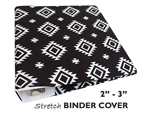 3 Ring Binder Cover BLACK and WHITE SOUTHWEST Stretch Fabric for 2"-3" Wide Binder (Cover Only), Planner Binder Accessories