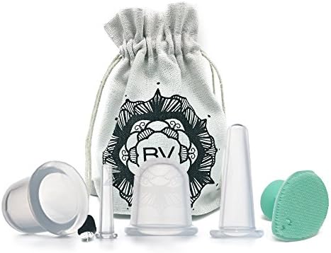 Bonne Vie Cellulite Cups Set: Premium 5-pack Silicone Cupping Therapy Kit + Silicone Facial Scrubber/ Top Facial &amp; Body Anti-Cellulite Cupping Treatment/ Acupuncture Massager Cup Set for M