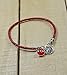 MIZZE Made for Luck Red Evil Eye Charm Bracelet - Sterling Silver Protection Coin & 10 MM Red Glass Eye on Braided Leather - 7