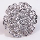 Beautiful New Silver Tone Flower Stretch Cocktail Ring