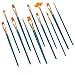TAMEHOM 2 Piece Golden Synthetic Hair, Short Wooden Handle Artist Brushes for Acrylic, Oil, Watercolor Painting, Blue
