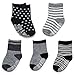 YIMALER 12-Pack Cotton Socks for Toddler Boys Girls Anti-slip Ankle Socks for Baby Walkers Non-skip Stretch Knit Stripes Star Assorted Cotton Socks with Grip for 16-36 Months
