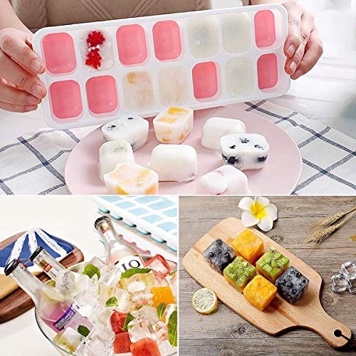 MERRYBOX Stackable Ice Cube Trays with Lids 3 Pack and Storage Bin, a Portable Ice maker and Container Set for Freezer, Home or Outdoor,Parties,Bars.BPA Free.