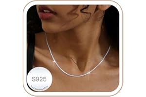 HEYOLL S925 Sterling Silver Box Chain Necklace for Women - 18K Gold Plated Thin Chain, 1.5/2mm Hypoallergenic Non Tarnish Stu