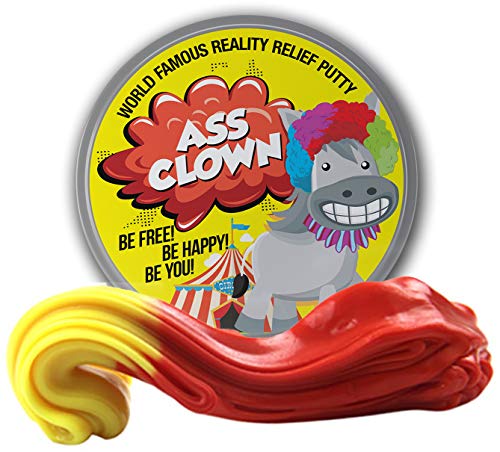 GearsOut Ass Clown Reality Relief Putty Gag Idea Adults Stocking Stuffers Teens Weird Donkey Gags Clown Heat-Activated Color-Changing Therapy Putty Red Yellow