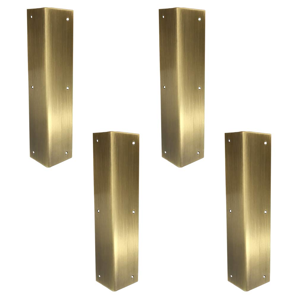 Tiazza 4Pcs Antique Pure Brass Corner Protectors Braces Classical Furniture Tables and Chairs Cabinet Corner Guard (Antique Bronze)