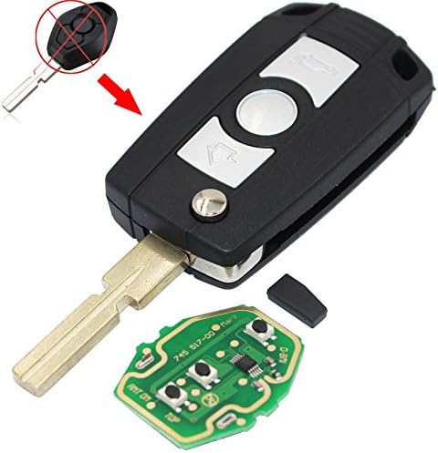 Ecusells Folding Flip Remote Key Fob for BMW 3 5 7 Z3 Z4 X3 Series Remote Transmitter