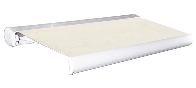 Vollkassette Sunshade 5 m beige Sonnenschutz mit Motor Fernbedienung und Kasette sowie Nothandkurbel