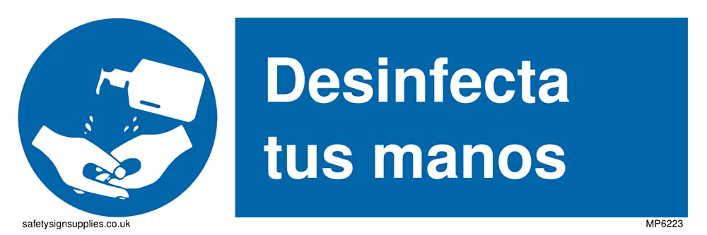 Pack of five - Desinfecta tus manos Sign - 150x50mm - L15