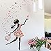 SWORNA Nature Series SN-66 Lovely Dancing Flower Girl with Birds Cage Removable Vinyl DIY Wall Art Mural Sticker Decal Decor for Bedroom/Living Room/Playroom/Store/Home/HallwayKindergarten 68