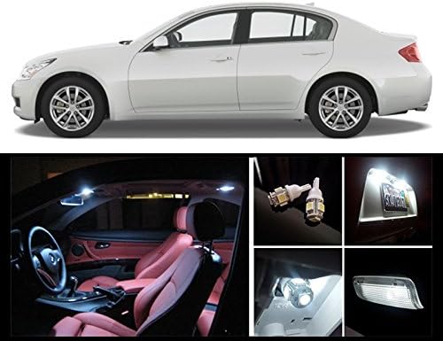 2003 - 2008 Infinite G35 Sedan White LED Package Vanity Interior Tag Reverse (11 Pieces)
