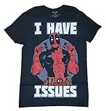 Fashion Marvel Comics Deadpool I Have Issues Black Graphic T-Shirt,X-Large 46/48