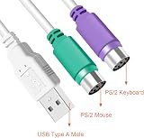 Xiatiaosann PS2 to USB A Adapter Cable for Keyboard Mouse 2 PCS PS/2 Male USB view 2